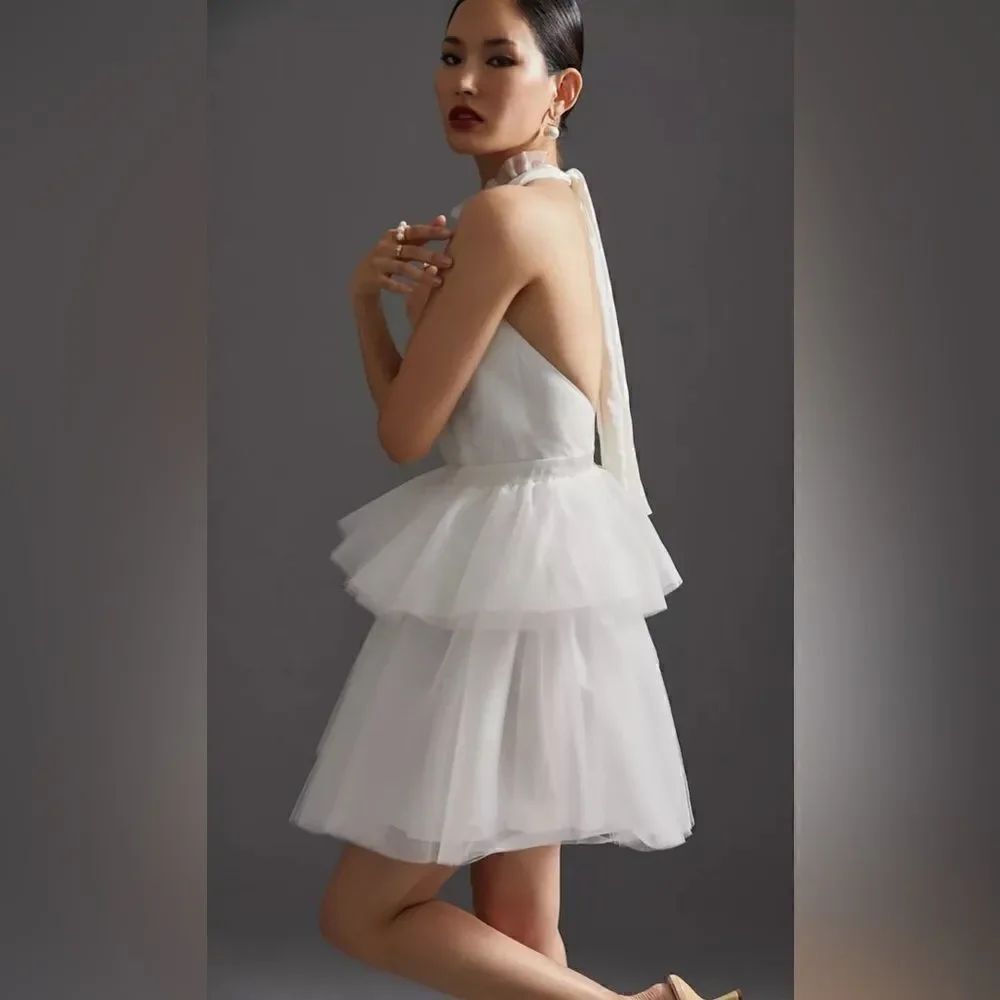 New Anthropologie Hutch Tulle Halter Mini Dress
